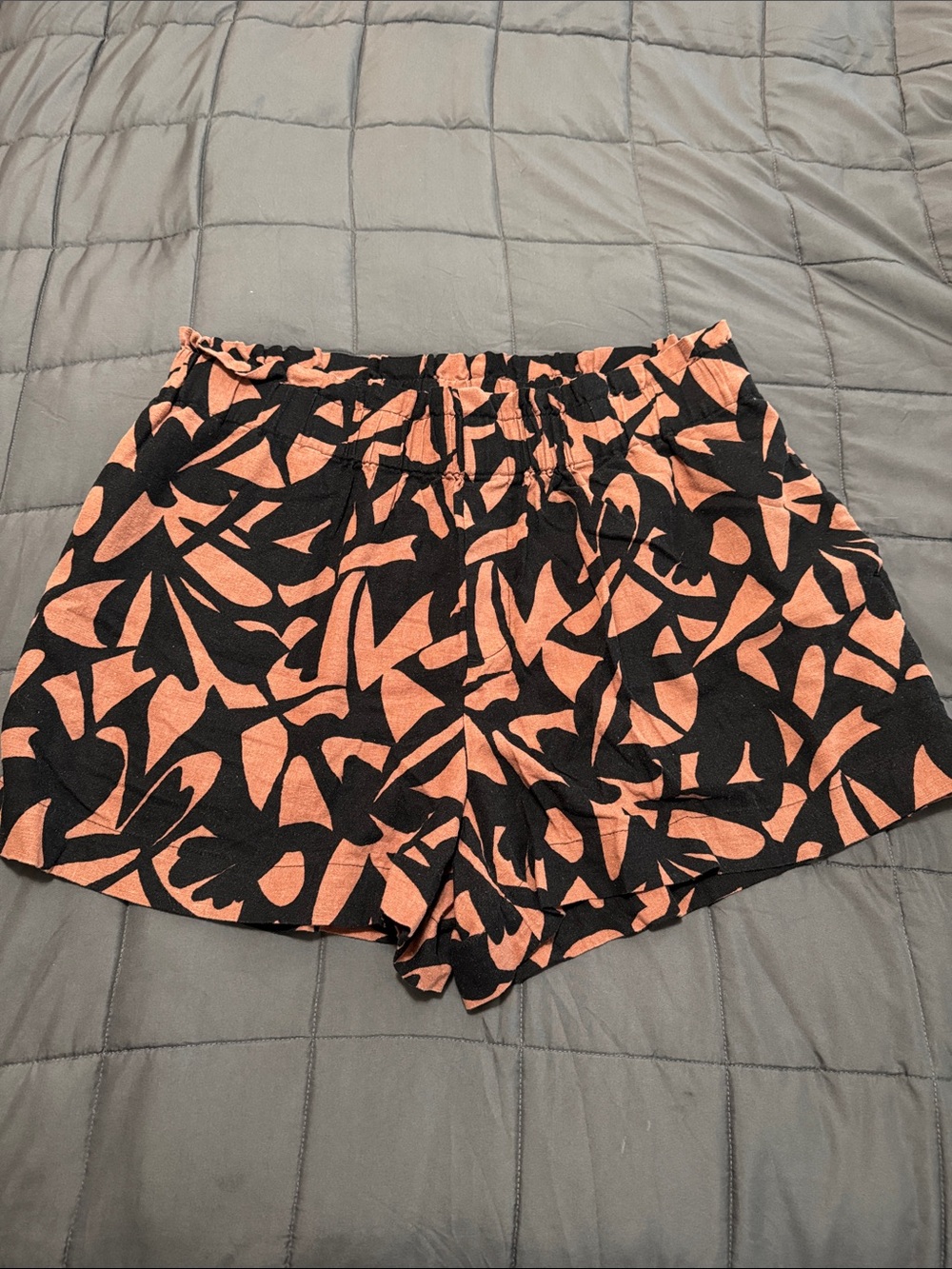 Women’s High Rise Linen Pull On Shorts A New Day Black & Brown XXL